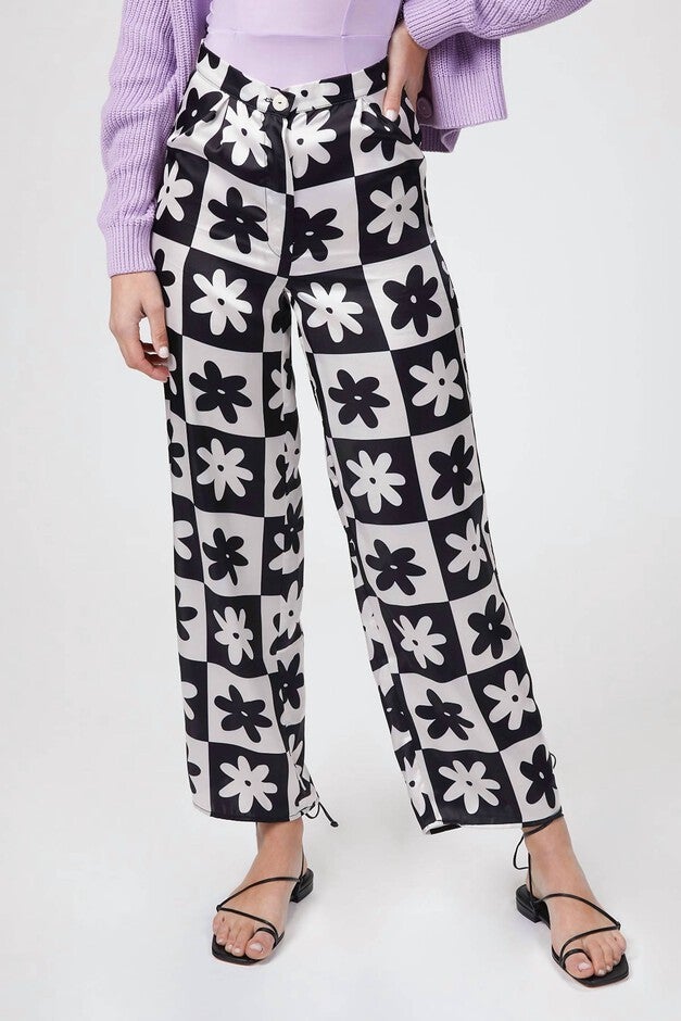 COURTNEY WIDE LEG PANT IN BLACK/WHITE, , alternate image number null