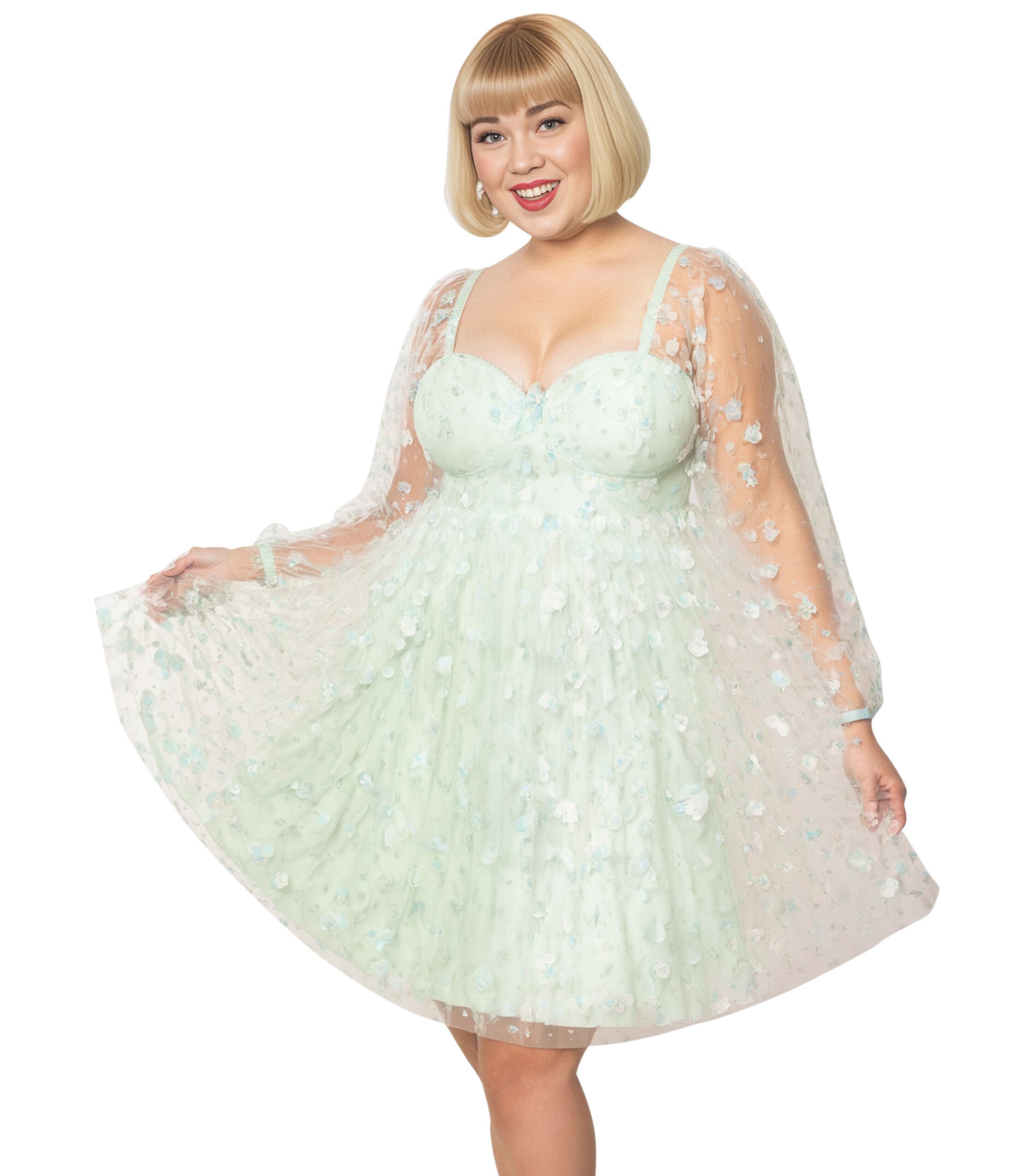 Smak Parlour Mint Tulle & Babydoll Dress, Mint / Mint, alternate image number 1