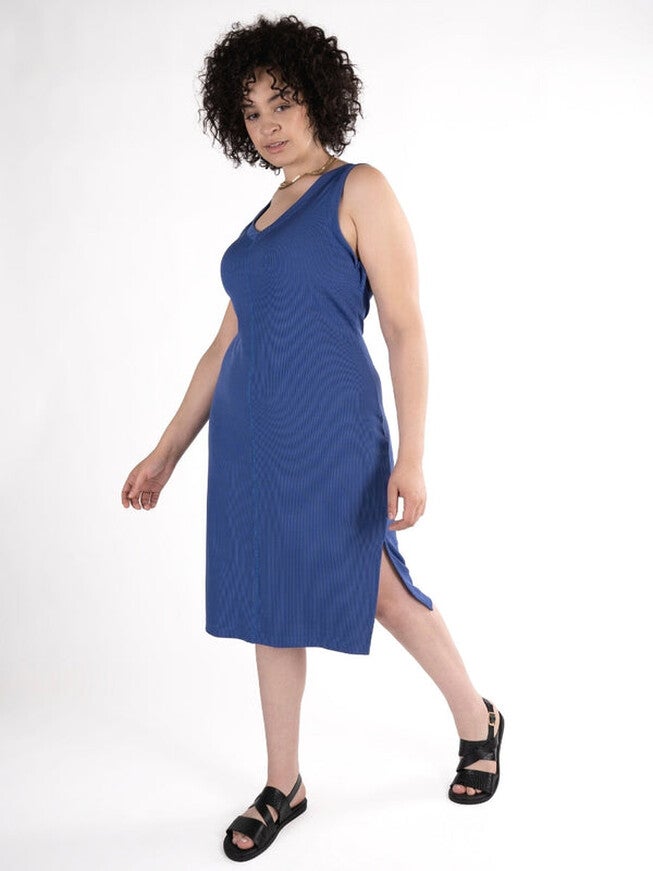 COOLING V-NECK TANK DRESS, Azure Blue / Azure Blue, hi-res image number 0