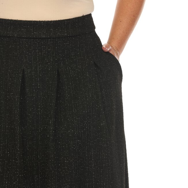 Flared Tweed Skirt, Black / Black, alternate image number 3