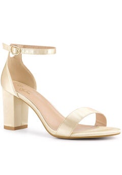 Open Toe High Heel Ankle Strap Satin Block Heels Sandals