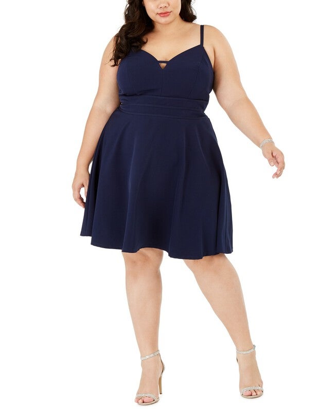 City Studios Women's Plus Size Trendy Sweetheart Dress Navy Size 20W, Blue / Navy, hi-res image number 0
