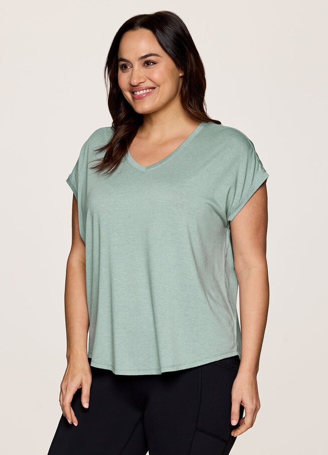 Plus Breezy Hi Low Tee, Sea Glass / Sage Green, alternate image number 3