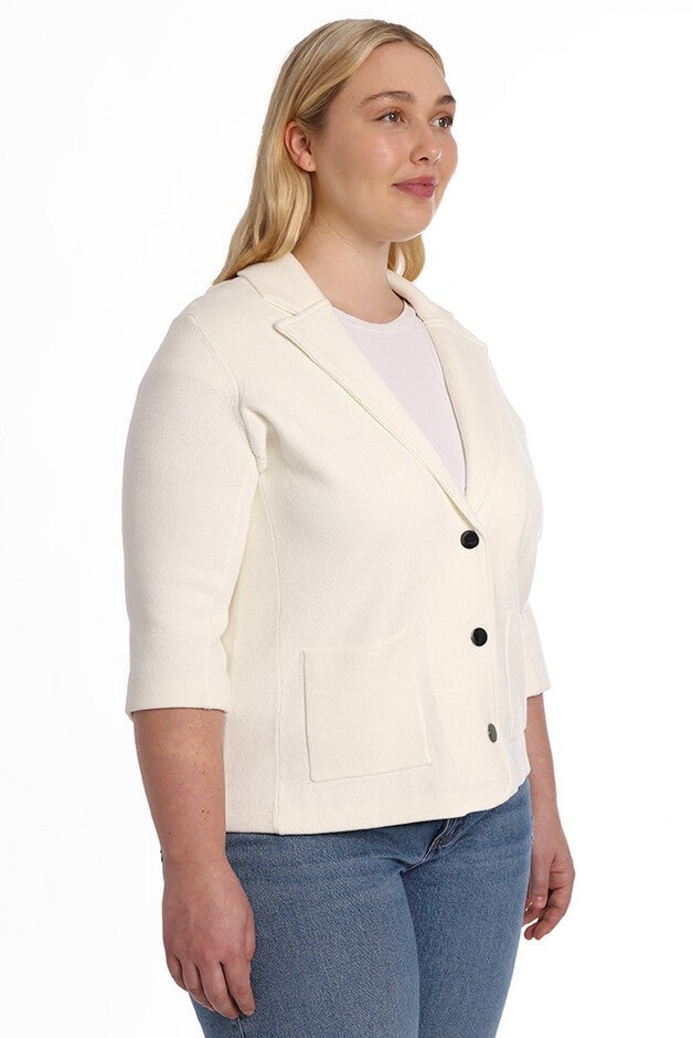 Cotton blend shrunken blazer, White / White, alternate image number 2