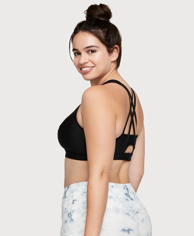 Zip Up Front-Closure Sports Bra, Black / Black, alternate image number 1