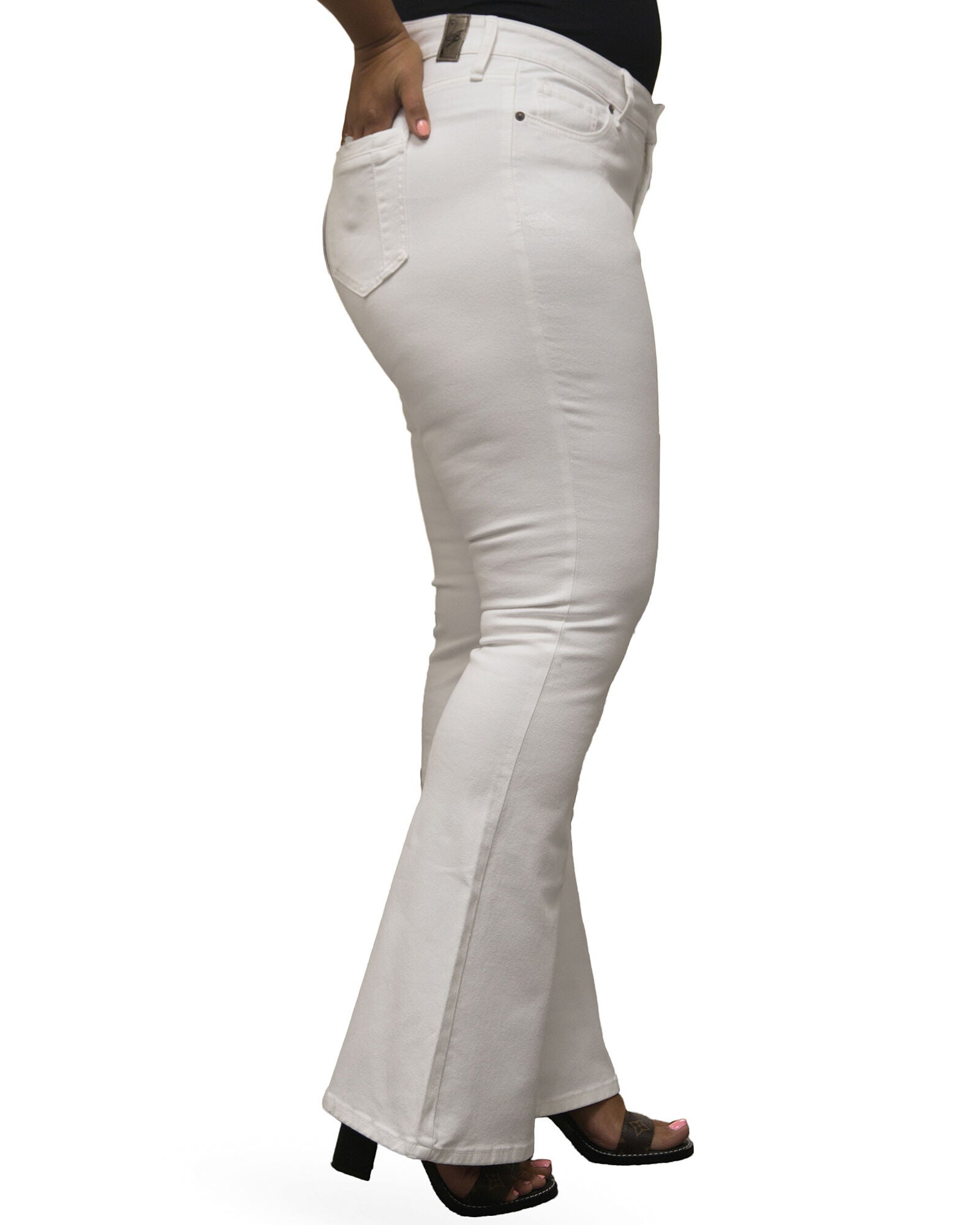 Plus Size Kylie Jeans In Unforgiven Wash W Distressing & 24 inches Flare, White / White, alternate image number 3