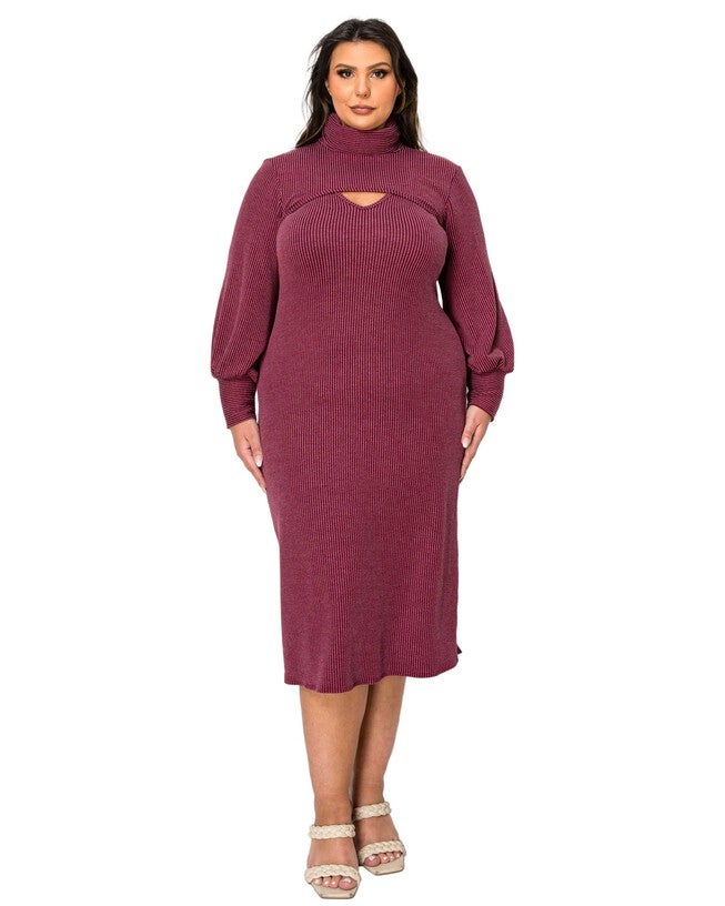ASTER TWO PIECE SWEATER DRESS SET, Burgundy / Burgundy, hi-res image number 0