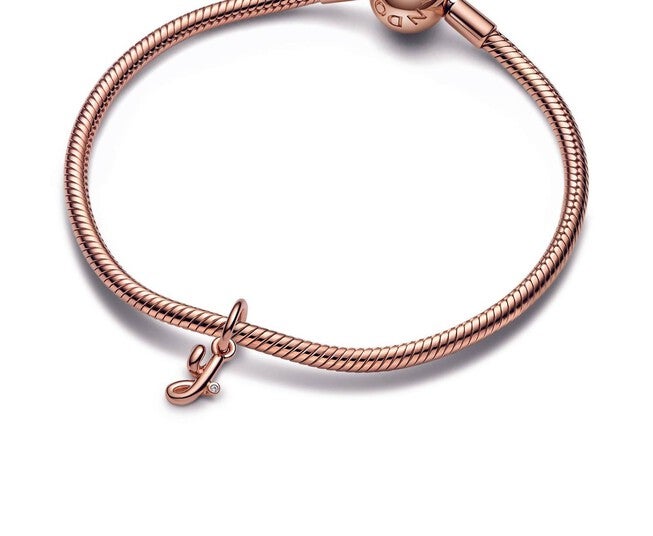 LETTER Y SCRIPT ALPHABET DANGLE CHARM IN ROSE GOLD, Rose Gold / Pink, alternate image number null