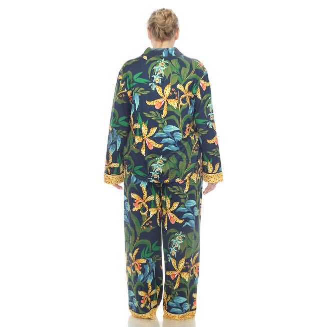 Two Piece Wildflower Print Pajama Set, Navy / Navy, alternate image number null
