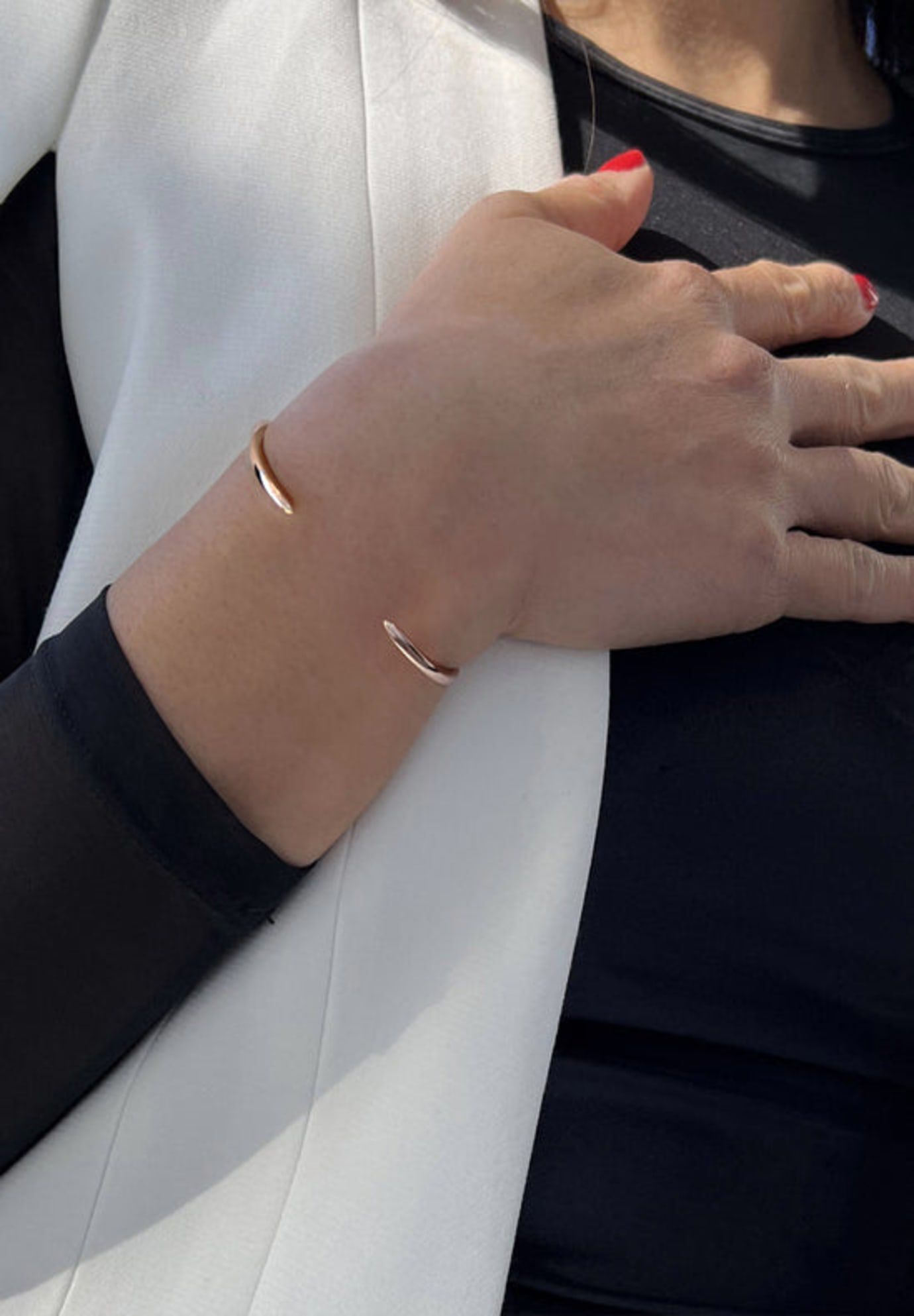 SUCCESS 2-Way Convertible Stacking Cuff Bracelet, Rose Gold / Pink, alternate image number 5
