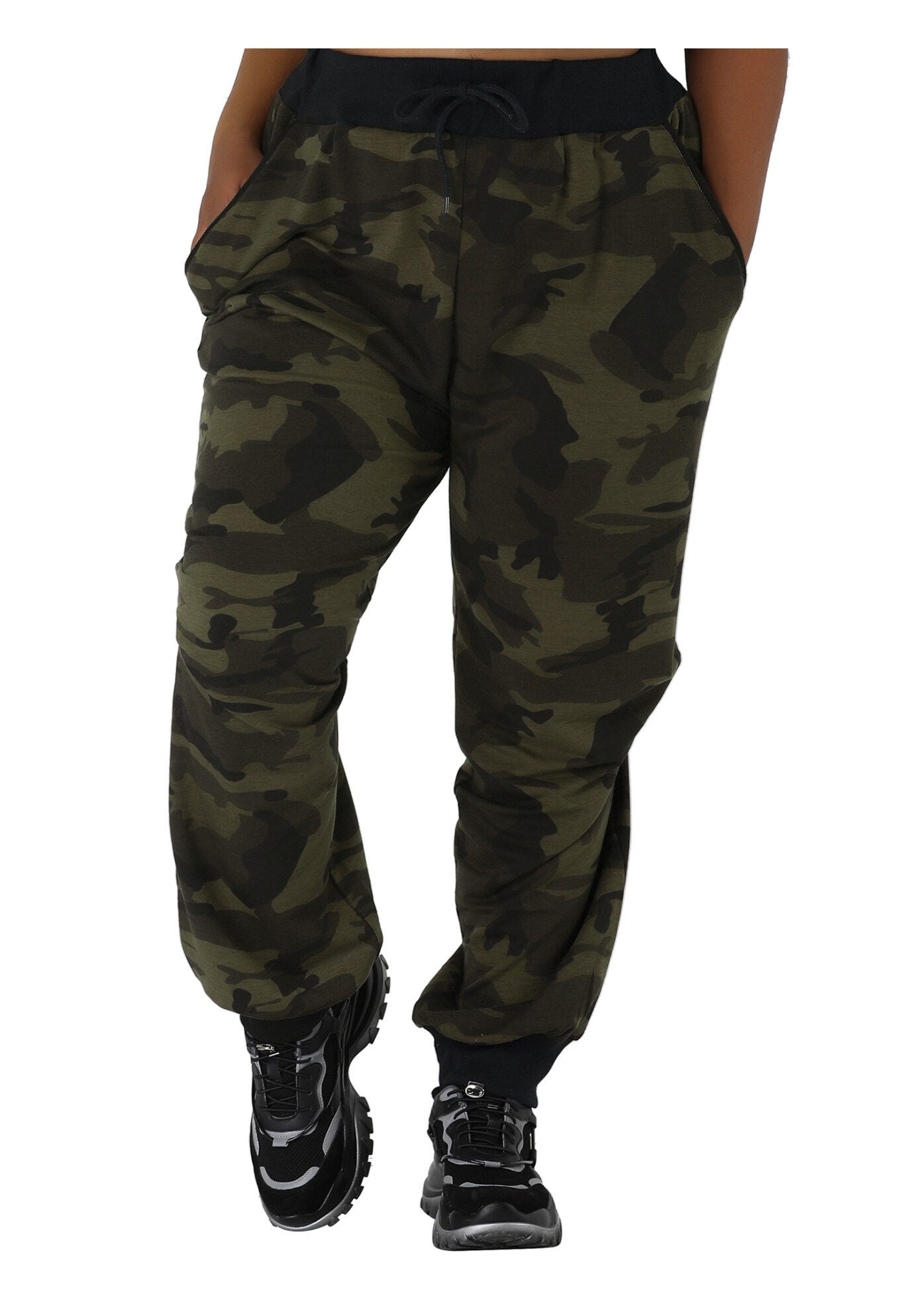 DRAWSTRING WAIST JOGGER SWEATPANTS, Army Green / Olive Green, alternate image number 2