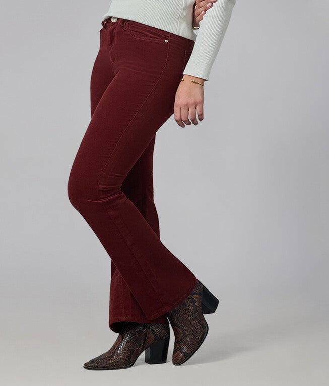 Alice-SR High Rise Flare Jeans, Syrah Red / Burgundy, alternate image number 1