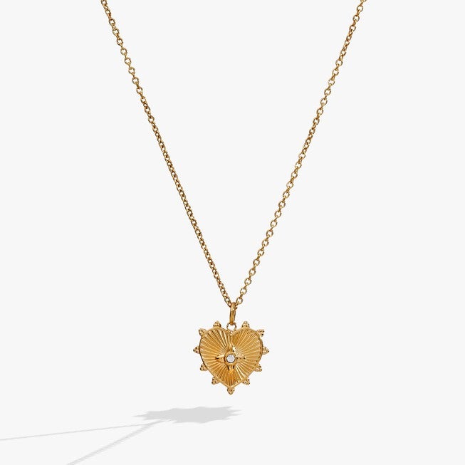 Heart Starburst Pendant Necklace, Gold / Gold, alternate image number 1