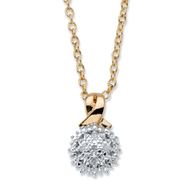 Diamond Accent Round Two-Tone Gold-Plated Cluster Pendant Necklace 18 inches-20 inches, White / White, hi-res image number null