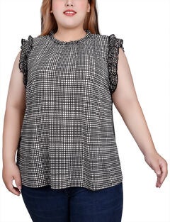 Sleeveless Crepe Top With Chiffon Ruffles