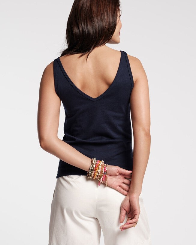 V-Neck Tank, Navy / Navy, alternate image number 3
