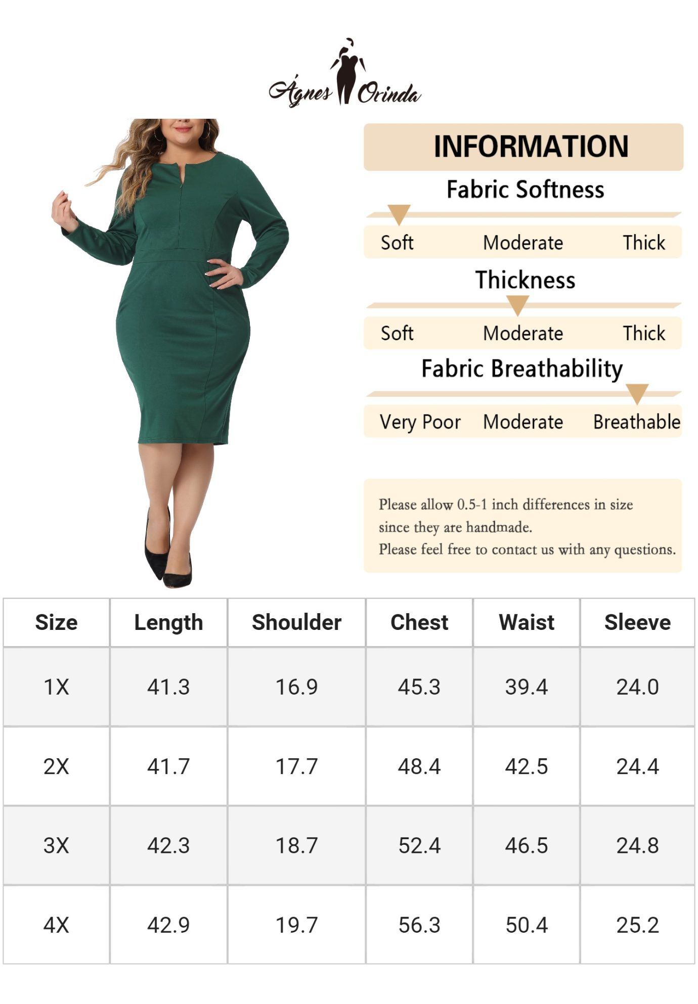 Office Work Long Sleeves Sheath Dress, Dark Green / Hunter Green, alternate image number 4