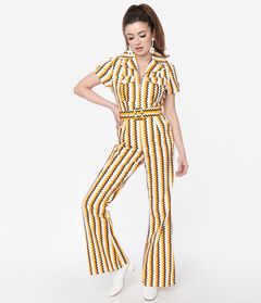 Smak Parlour Candy Corn Zig Zag Stripe Flare Jumpsuit