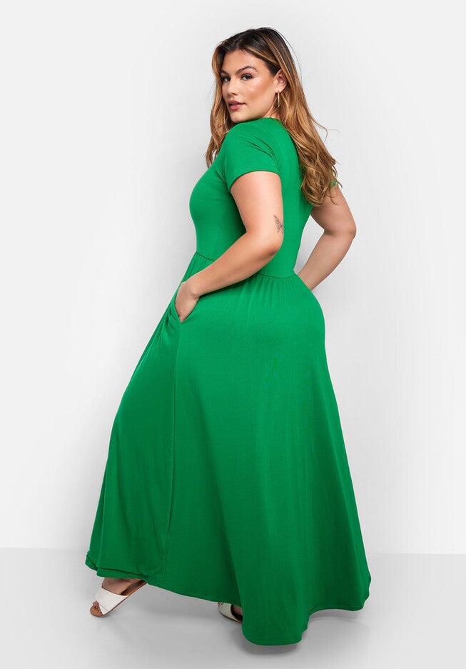Essential Scoop Neck Maxi Skater Dress, Green / Kelly Green, alternate image number 4