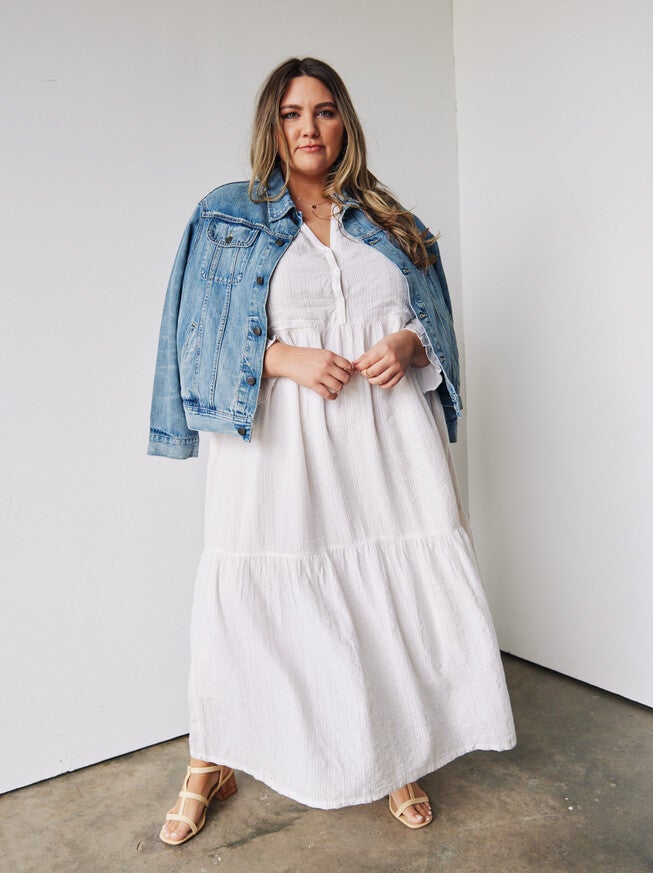 Jane Maxi Dress, Antique White / White, alternate image number 1