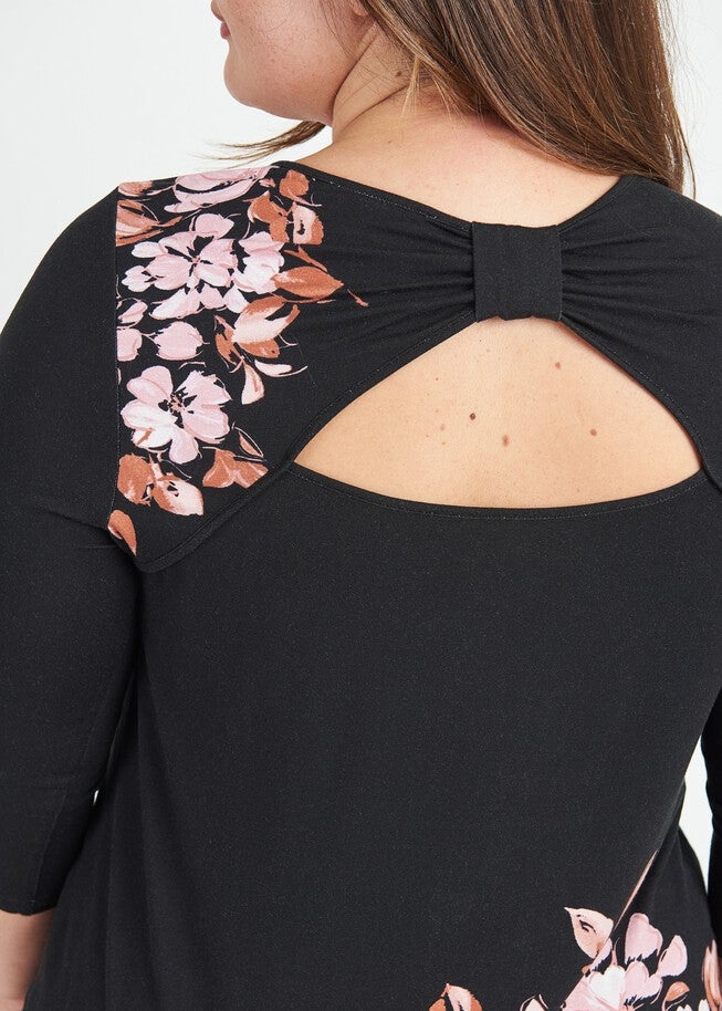 Lindsey Floral Knit Top with Open Back Yoke, , alternate image number 9
