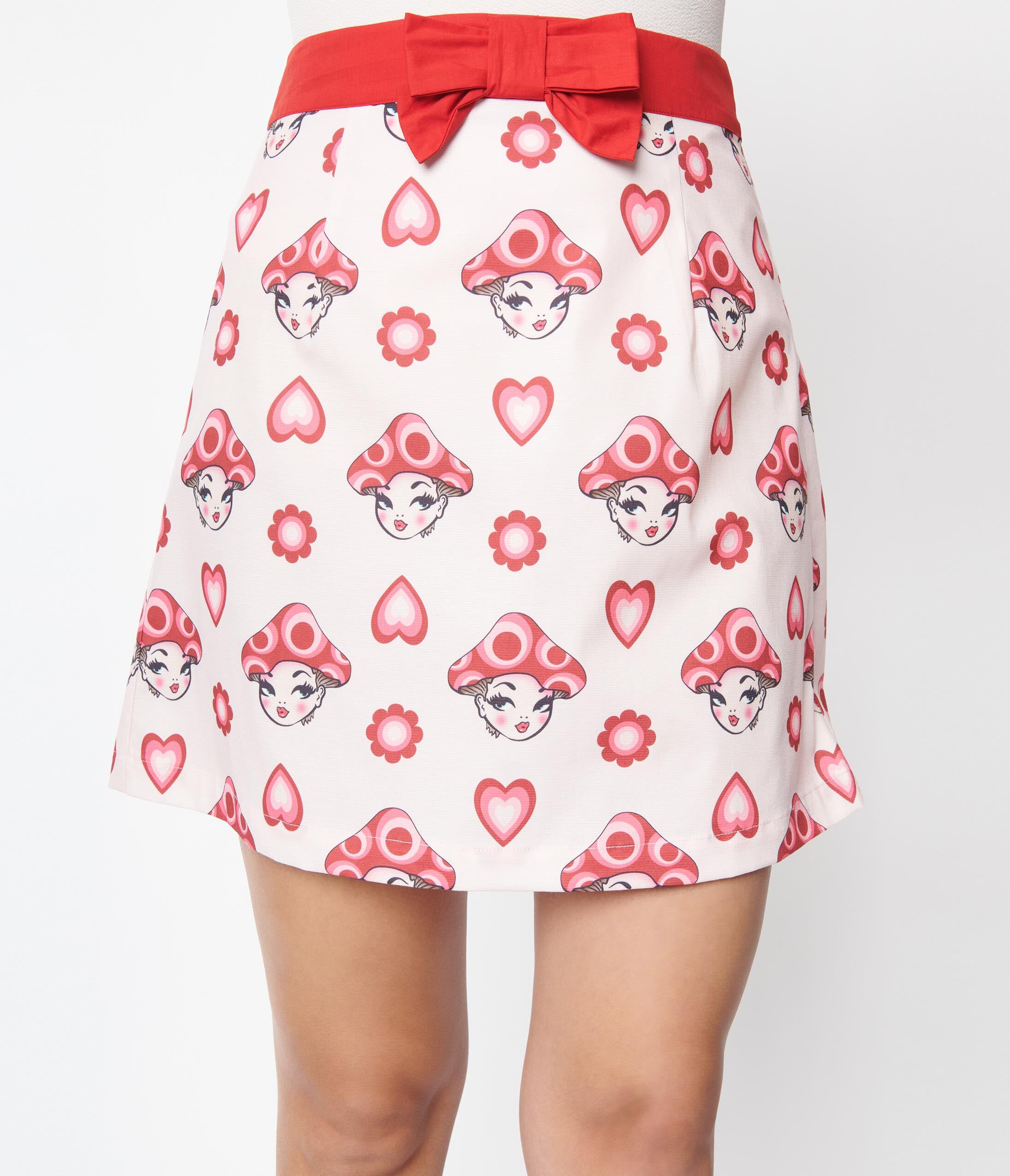 Smak Parlour Pink & Red Madam Mushroom Mod Skirt, , alternate image number 5