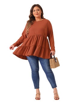 Babydoll Loose Peplum Top Blouse Tunic