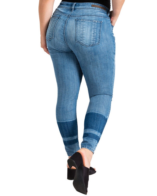 Plus Size Virginia Two-Tone Contrast Stripe Women's Skinny Jeans, , alternate image number null