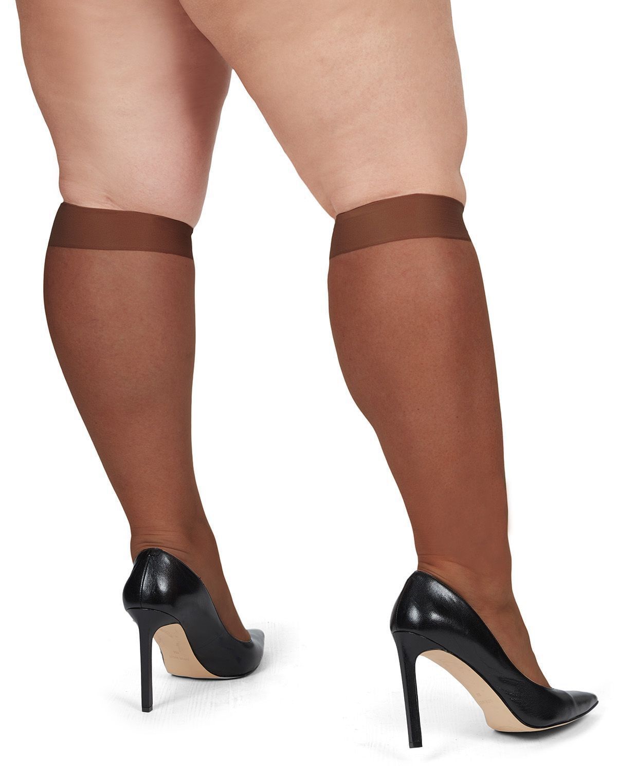 Energizing Plus Size Knee High Stockings 2-Pack, French Coffee / Mocha, alternate image number 2