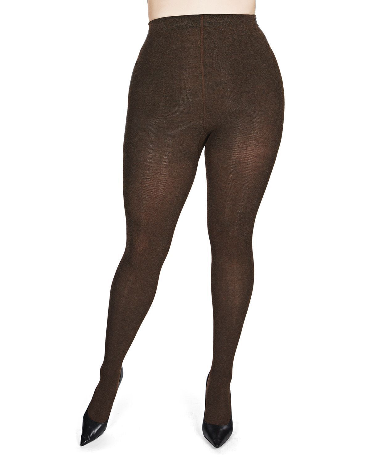 Brooklyn Flat Knit Cotton Blend Sweater Tights, Brown Heather / Brown, alternate image number 1