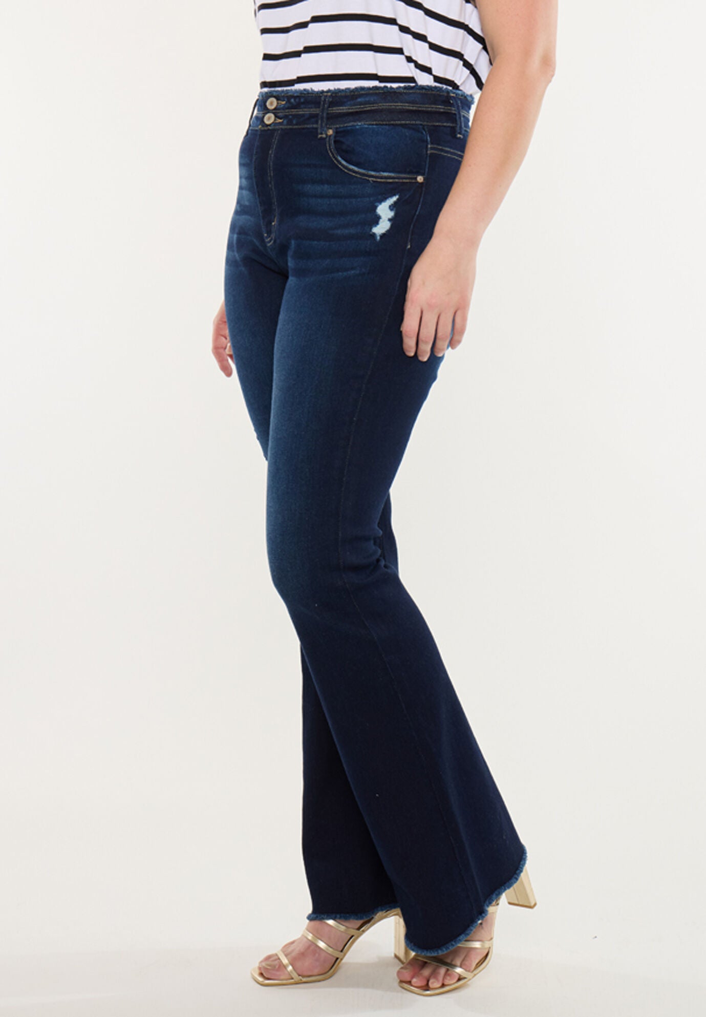 Gill High Rise Flare Jeans (Plus Size), Dark Wash / Dark Wash, alternate image number 2