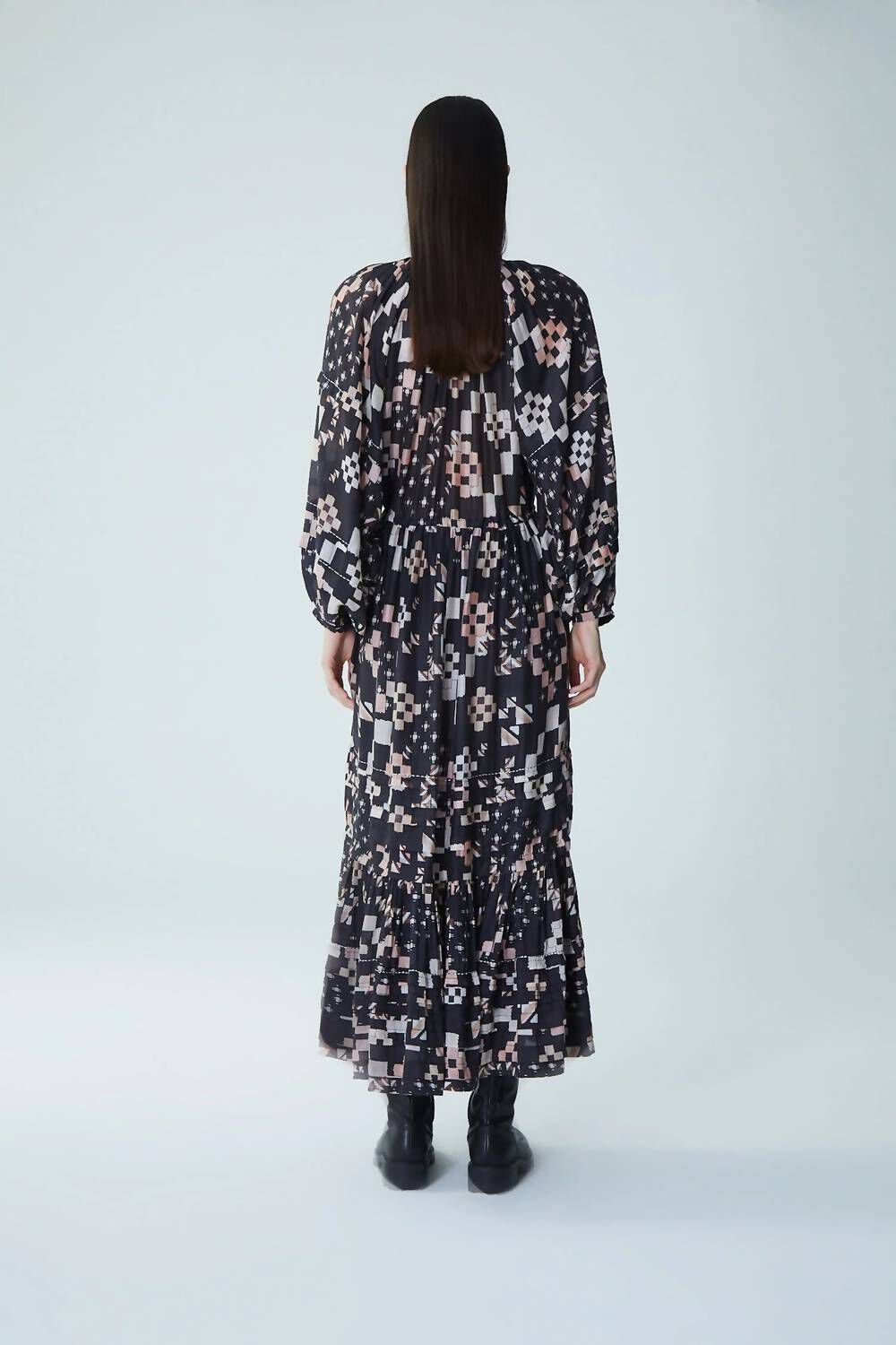 BERMEJO NERIS MIDI DRESS IN BLACK NIGHT, , alternate image number 3