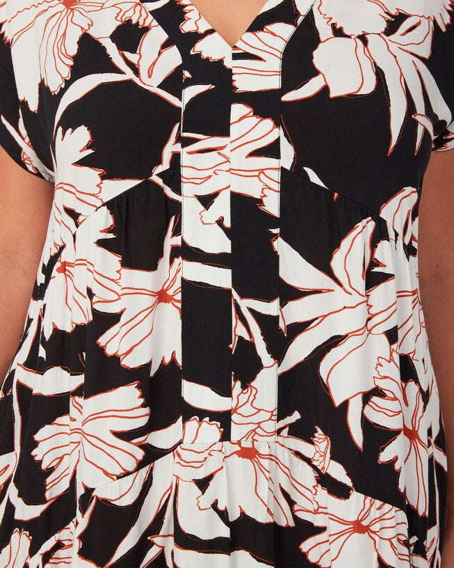 Acai Black/White Floral Dress, CreamBlack / Black, alternate image number null