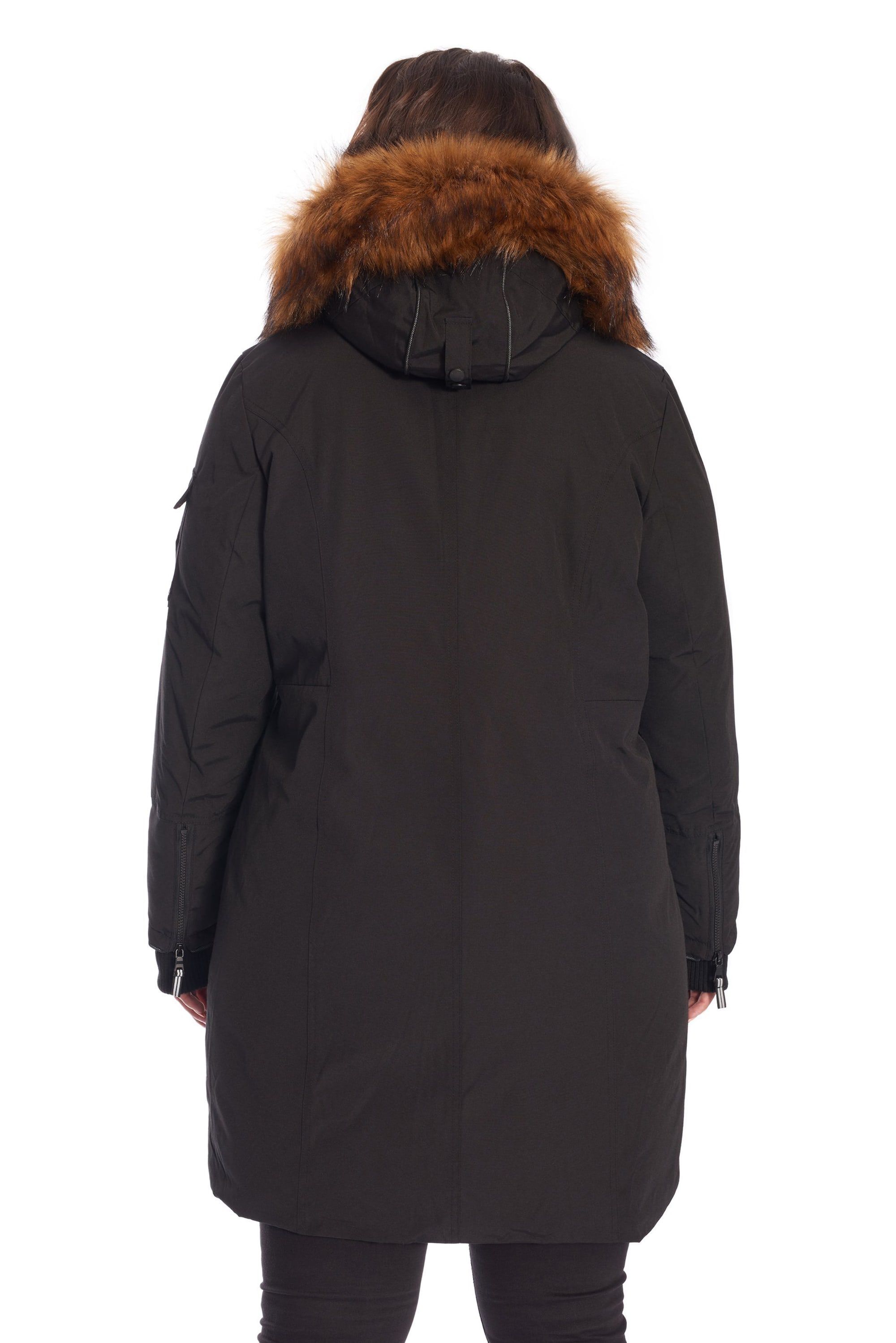 LAURENTIAN | Vegan Down Recycled Long Parka Winter With Faux Fur Hood, Black / Black, alternate image number 3