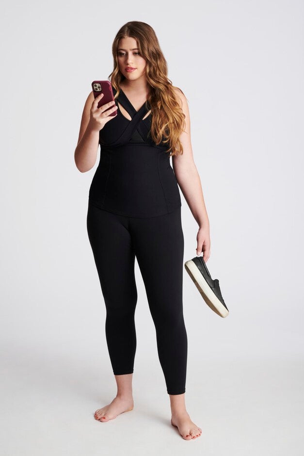 Bra-Free Waist Length Crop, Black / Black, alternate image number 2