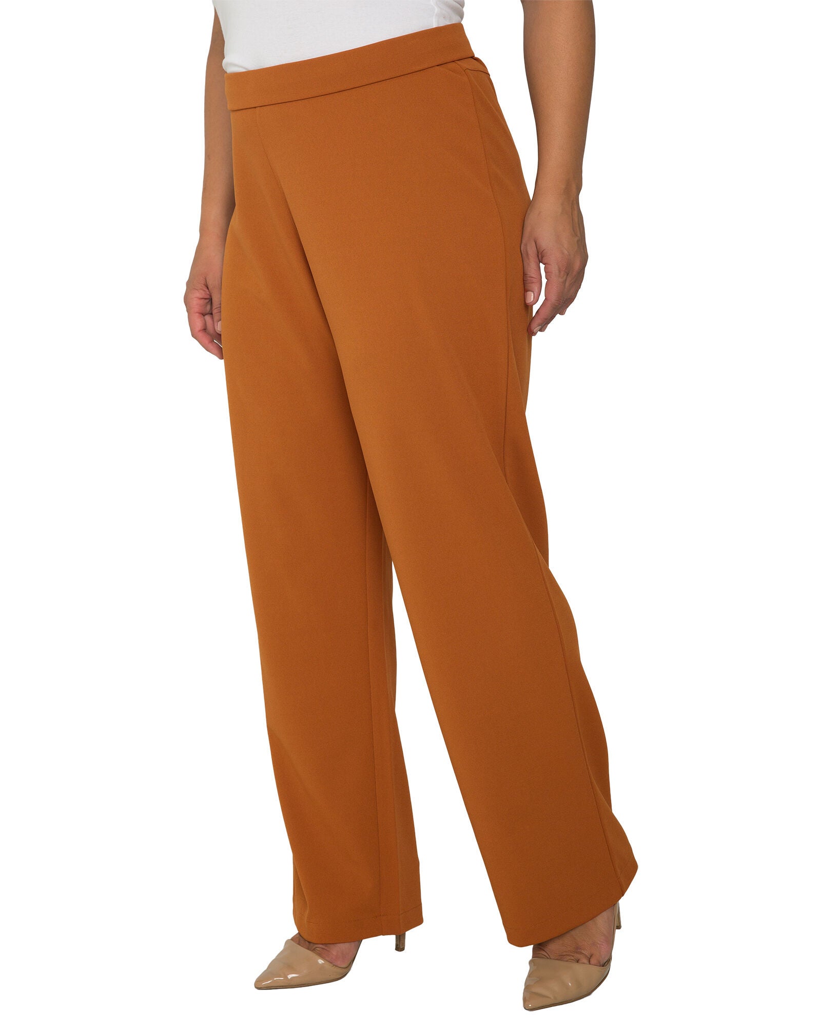 Plus Size Mona High Waist Stretch Crepe Pants, Dark Mustard / Mustard, alternate image number 1