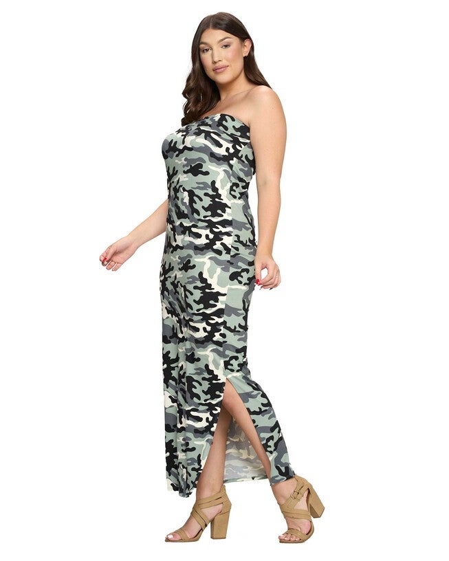 CAMO SLEEVELESS SLIT DRESS, , alternate image number 4