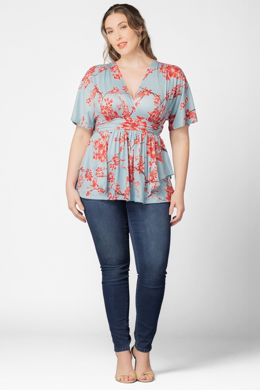 Encore Print Top, Cherry Blossom Print / Azure Blue, hi-res image number 0