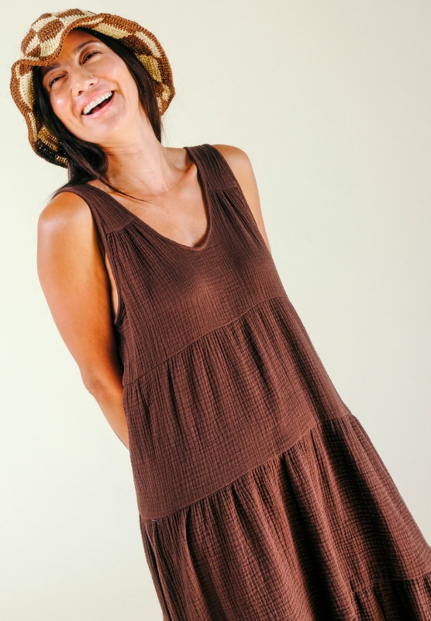 Plus Teresa Tiered Tank Dress, Chicory Coffee / Mocha, alternate image number 2