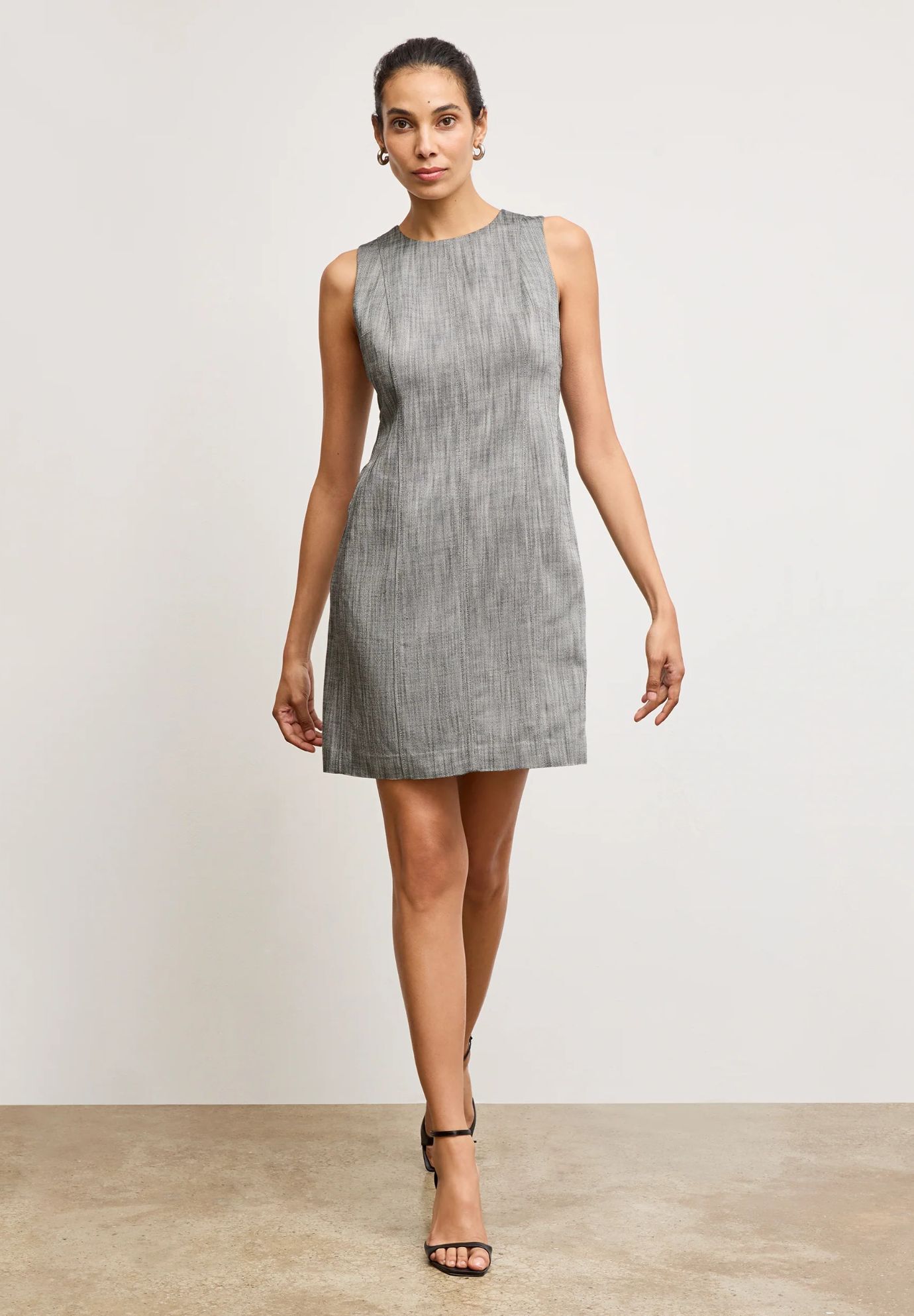 Carolina Shift Dress - Porto Weave, BlackWhite / Light Grey, hi-res image number 0