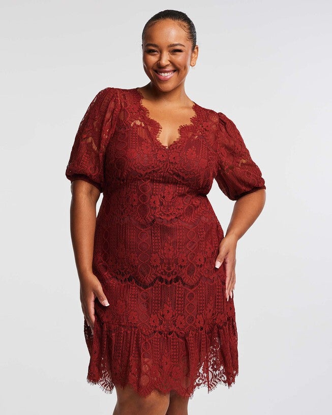 Liana Ginger Lace Mini Dress, Ginger / Rust, hi-res image number 0