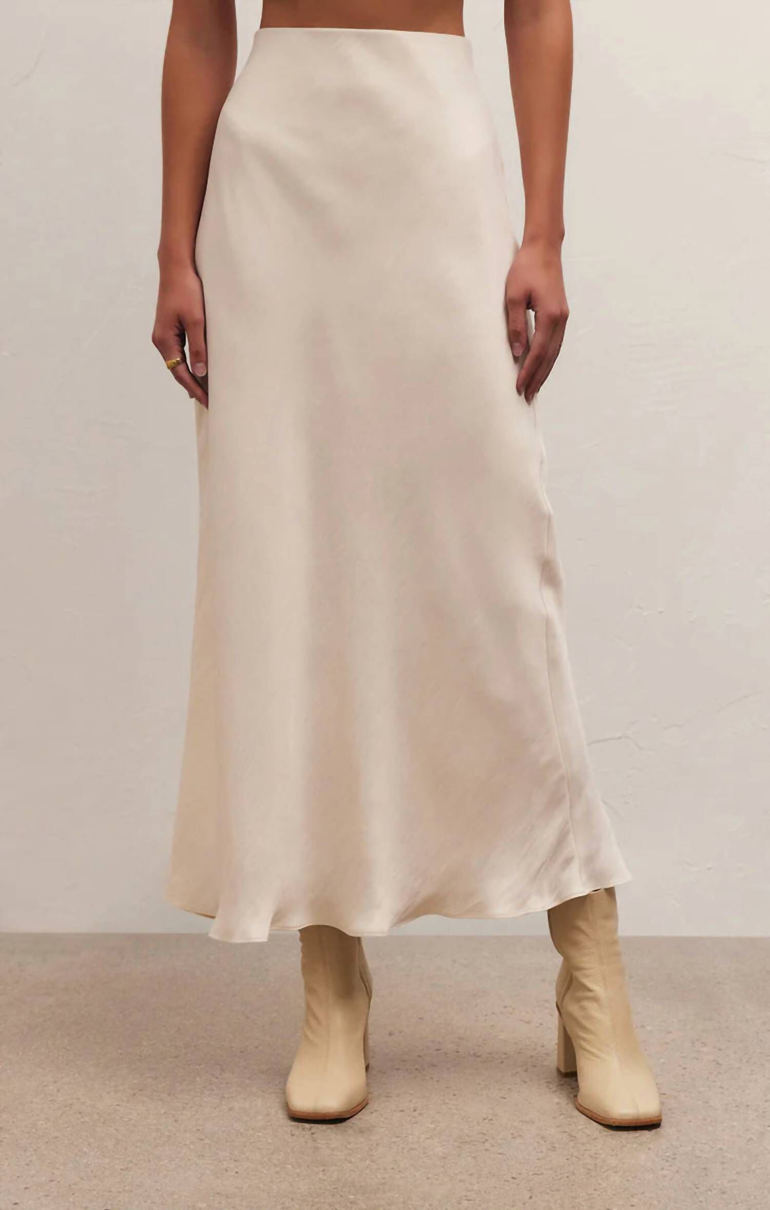 EUROPA POLY SHEEN SKIRT IN SANDSTONE, Sandstone / Beige, hi-res image number 0