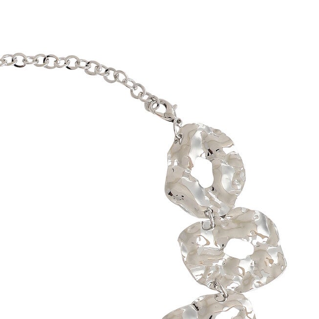 SOHI Women's Dented Halo Statement Necklace, Silver / Silver, alternate image number 4