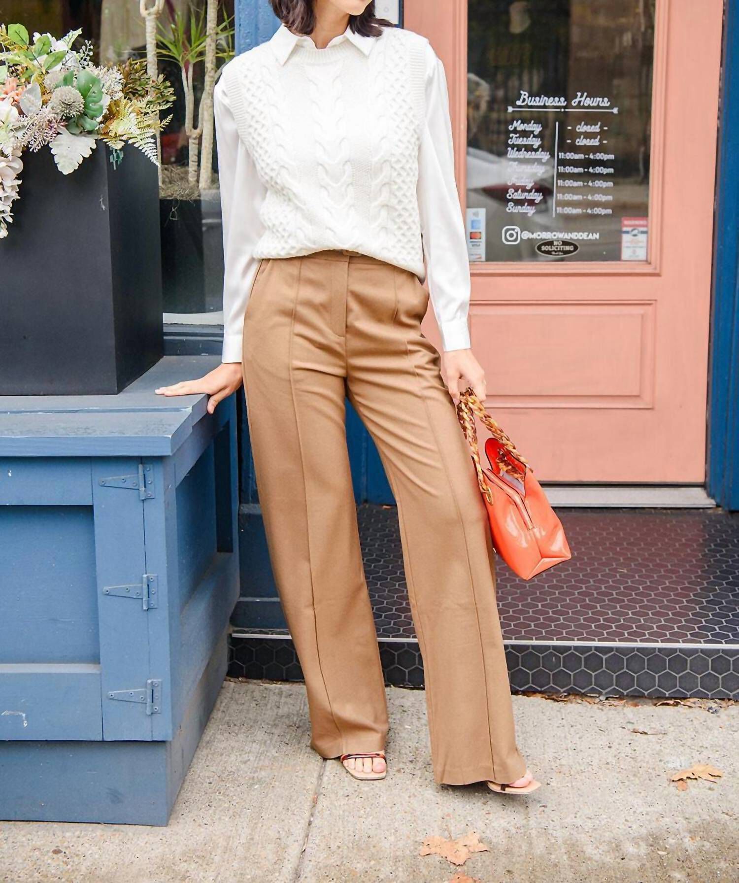 Tan Wide Leg Trouser In Tan, , alternate image number 2