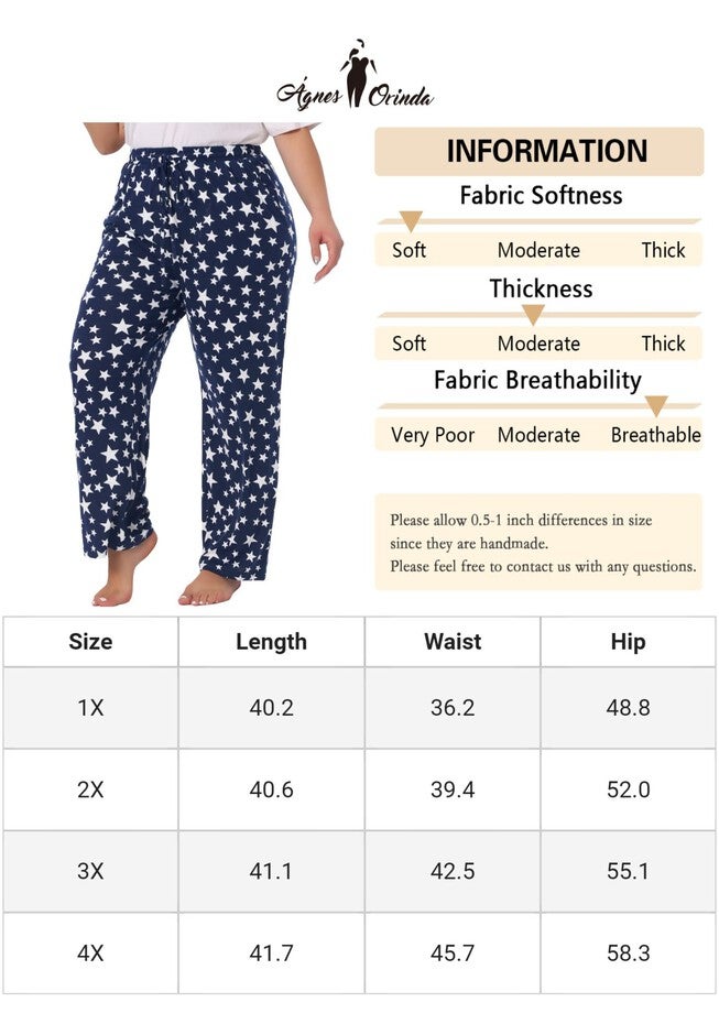 Star Print Nightwear Lounge Pants with Pocket, Navy Blue / Navy, alternate image number 4