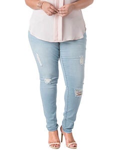 Plus Size Madison Destroyed Washed Skinny Jeans