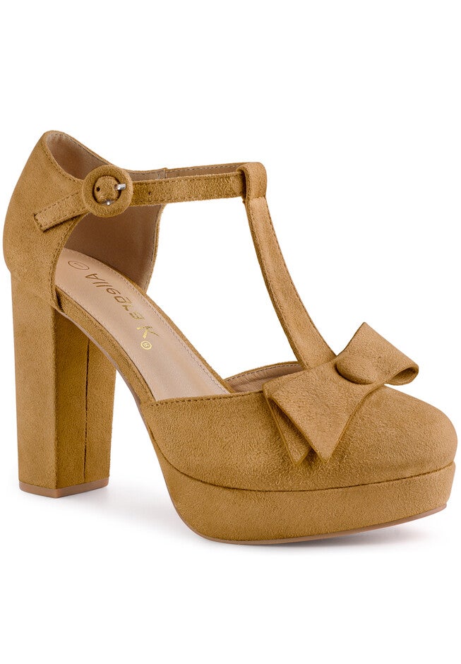 Mary Janes Platform Pumps Chunky Heels Dress Shoes, Brown / Brown, hi-res image number 0