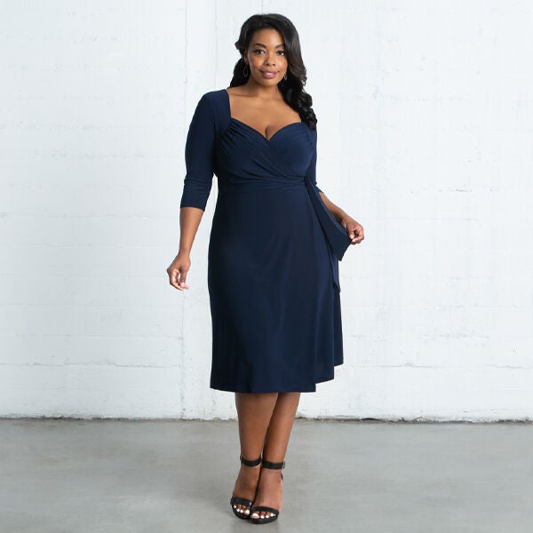 Sweetheart Knit Wrap Dress, , alternate image number 8