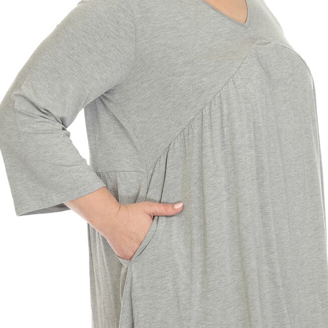 White Mark Empire Waist V-Neck Tunic Top, , alternate image number null