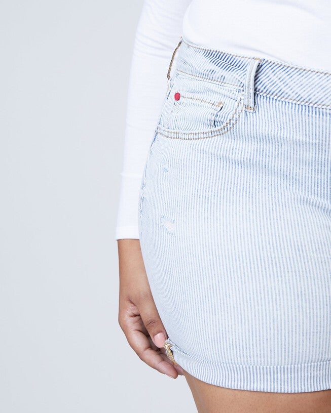 Mid Rise Shorts - Denim Stripes, , alternate image number null